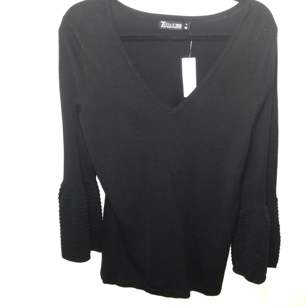 New York & Company Black Knit Bell Sleeve Size M